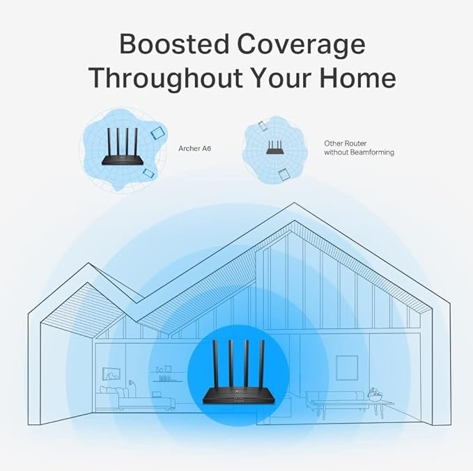 TP-Link AC1200 Gigabit WiFi Router (Archer A6) - Dual Band MU-MIMO Wireless Internet Router, 4 x Antennas, OneMesh and AP mode, Long Range Coverage - Image 5