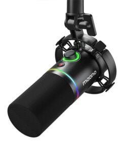 MAONO XLR/USB Dynamic Microphone, RGB Gaming Mic with Software, Mute, Gain Knob, Volume Control and Headphone Jack for Streaming, Podcasting, Recording-PD200X (Black)